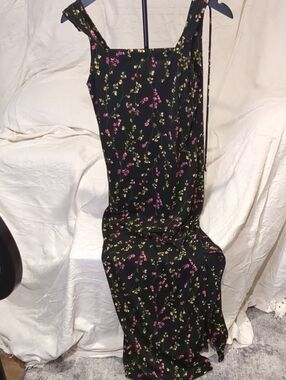 Byer Too! Black Floral Maxi Dress with Pink & Green Accents